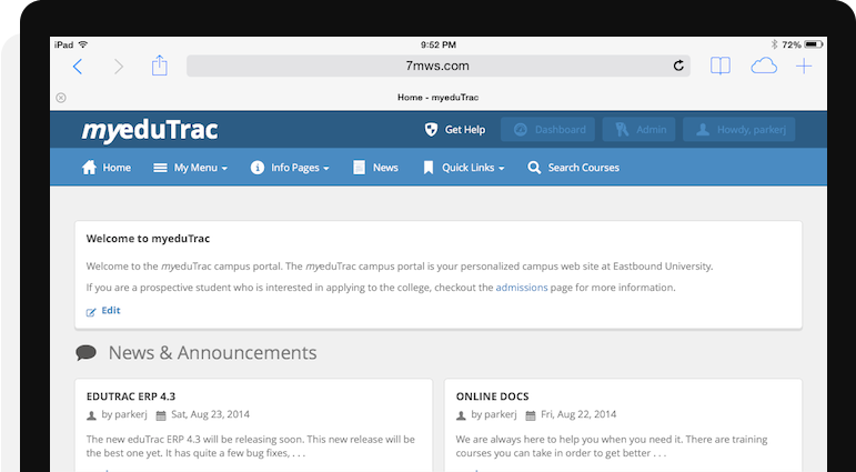 screenshot of eduTrac ERP
